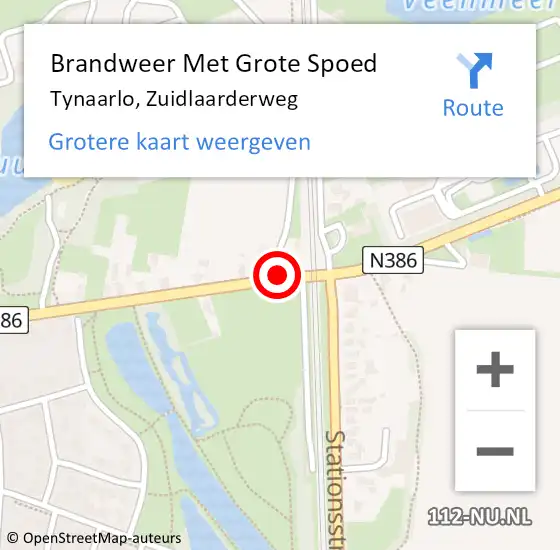 Locatie op kaart van de 112 melding: Brandweer Met Grote Spoed Naar Tynaarlo, Zuidlaarderweg op 8 juli 2020 14:57