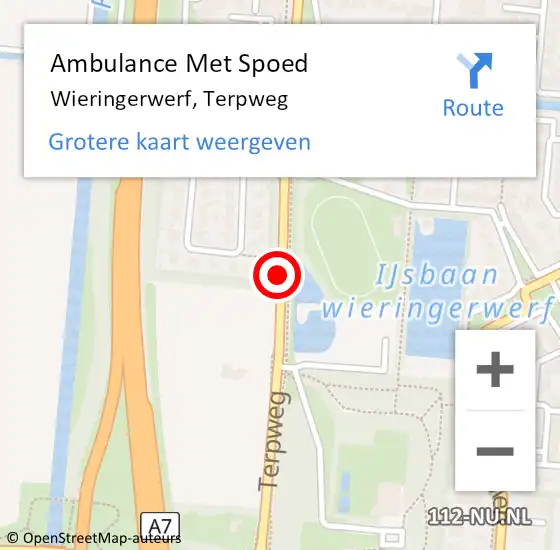 Locatie op kaart van de 112 melding: Ambulance Met Spoed Naar Wieringerwerf, Terpweg op 8 juli 2020 15:28