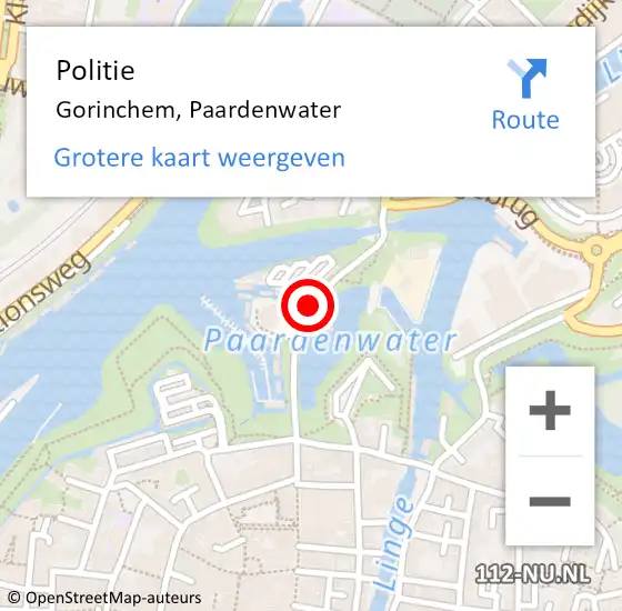 Locatie op kaart van de 112 melding: Politie Gorinchem, Paardenwater op 8 juli 2020 16:51