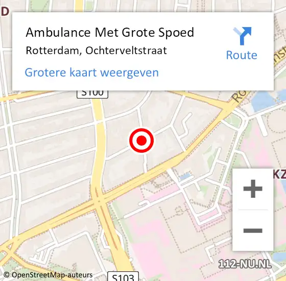 Locatie op kaart van de 112 melding: Ambulance Met Grote Spoed Naar Rotterdam, Ochterveltstraat op 8 juli 2020 17:20