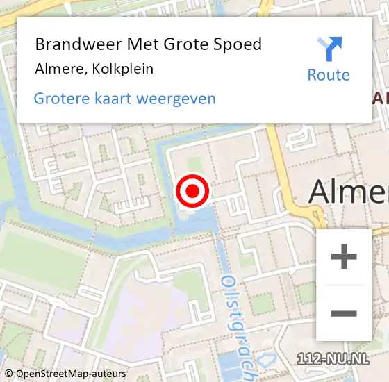 Locatie op kaart van de 112 melding: Brandweer Met Grote Spoed Naar Almere, Kolkplein op 8 juli 2020 17:41