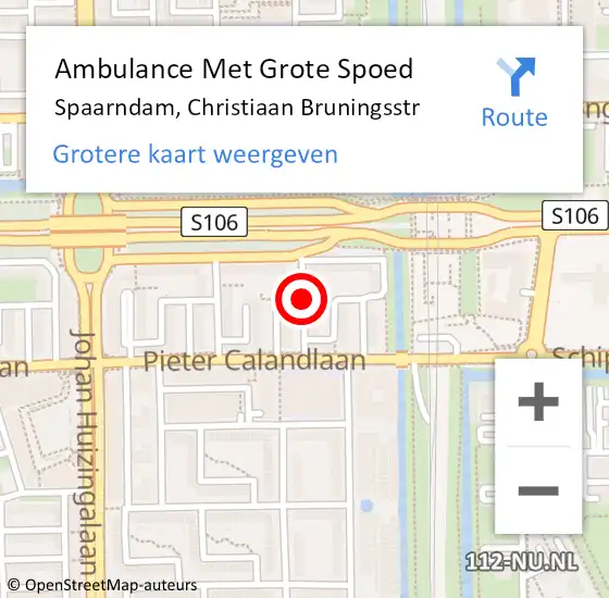 Locatie op kaart van de 112 melding: Ambulance Met Grote Spoed Naar Amsterdam, Christiaan Bruningsstr op 8 juli 2020 17:59