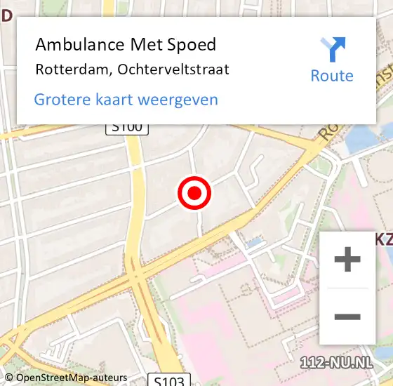 Locatie op kaart van de 112 melding: Ambulance Met Spoed Naar Rotterdam, Ochterveltstraat op 8 juli 2020 18:08