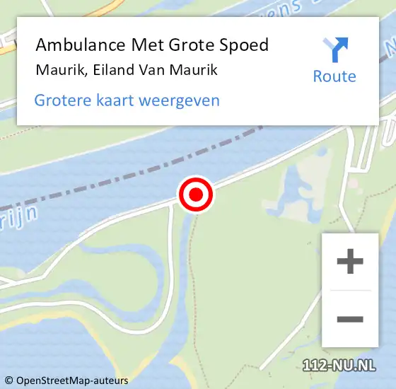 Locatie op kaart van de 112 melding: Ambulance Met Grote Spoed Naar Maurik, Eiland Van Maurik op 8 juli 2020 18:17