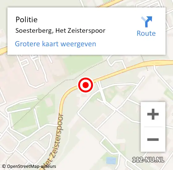 Locatie op kaart van de 112 melding: Politie Soesterberg, Het Zeisterspoor op 8 juli 2020 18:35