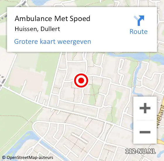 Locatie op kaart van de 112 melding: Ambulance Met Spoed Naar Huissen, Dullert op 8 juli 2020 19:06