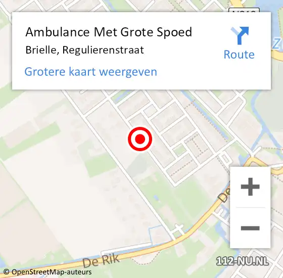 Locatie op kaart van de 112 melding: Ambulance Met Grote Spoed Naar Brielle, Regulierenstraat op 8 juli 2020 19:50