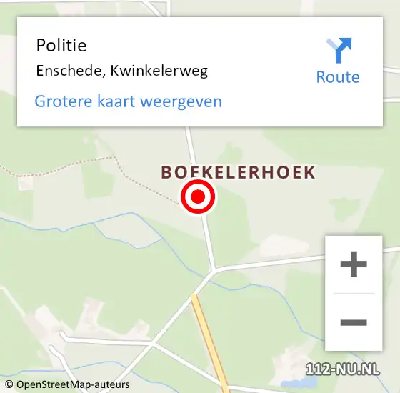 Locatie op kaart van de 112 melding: Politie Enschede, Kwinkelerweg op 8 juli 2020 21:14