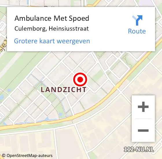 Locatie op kaart van de 112 melding: Ambulance Met Spoed Naar Culemborg, Heinsiusstraat op 8 juli 2020 22:11