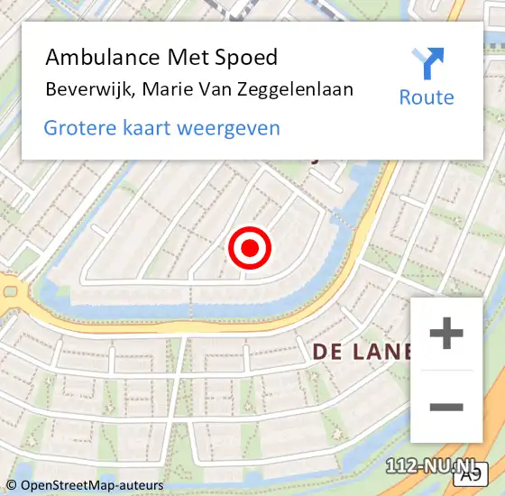 Locatie op kaart van de 112 melding: Ambulance Met Spoed Naar Beverwijk, Marie Van Zeggelenlaan op 8 juli 2020 22:17