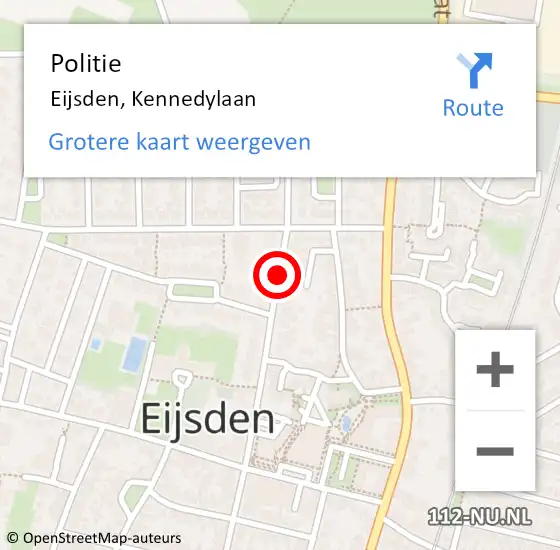 Locatie op kaart van de 112 melding: Politie Eijsden, Kennedylaan op 9 juli 2020 00:02