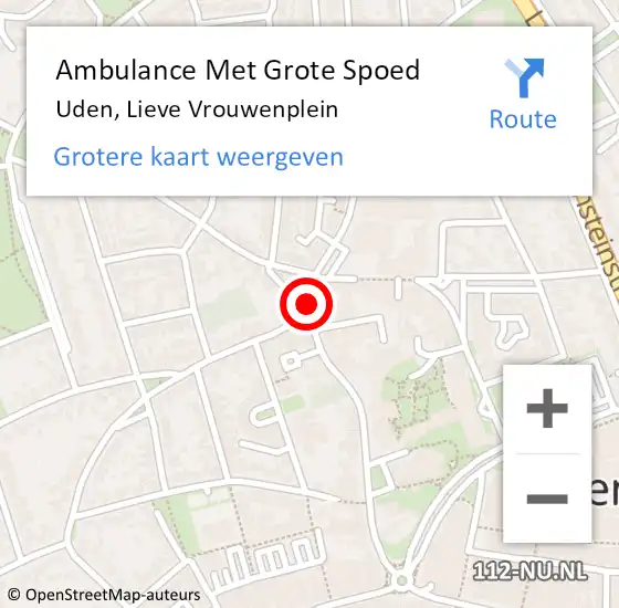 Locatie op kaart van de 112 melding: Ambulance Met Grote Spoed Naar Uden, Lieve Vrouwenplein op 9 juli 2020 02:18