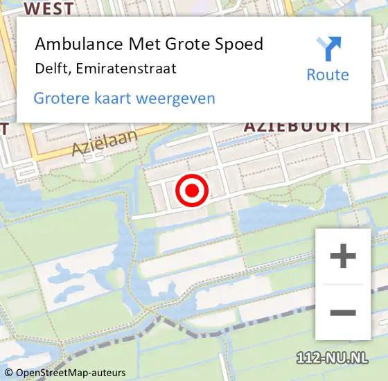 Locatie op kaart van de 112 melding: Ambulance Met Grote Spoed Naar Delft, Emiratenstraat op 9 juli 2020 02:47