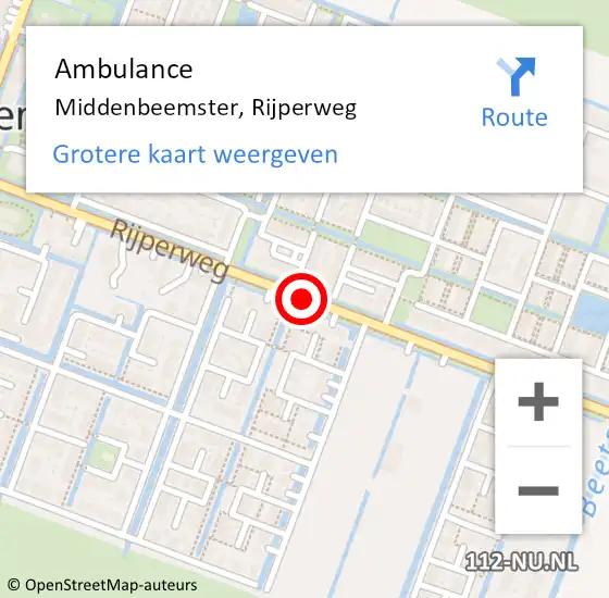 Locatie op kaart van de 112 melding: Ambulance Middenbeemster, Rijperweg op 9 juli 2020 03:23