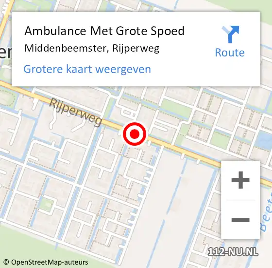 Locatie op kaart van de 112 melding: Ambulance Met Grote Spoed Naar Middenbeemster, Rijperweg op 9 juli 2020 03:24