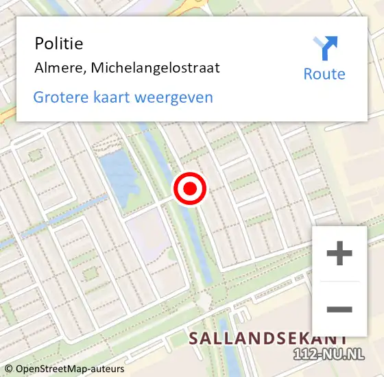 Locatie op kaart van de 112 melding: Politie Almere, Michelangelostraat op 9 juli 2020 05:30