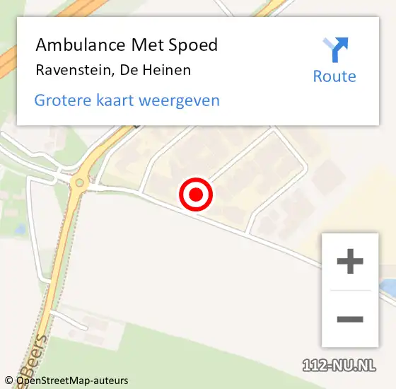 Locatie op kaart van de 112 melding: Ambulance Met Spoed Naar Ravenstein, De Heinen op 9 juli 2020 05:40