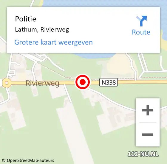 Locatie op kaart van de 112 melding: Politie Lathum, Rivierweg op 9 juli 2020 08:08