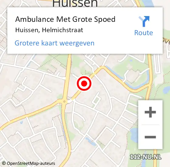 Locatie op kaart van de 112 melding: Ambulance Met Grote Spoed Naar Huissen, Helmichstraat op 9 juli 2020 09:43