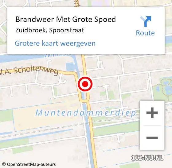 Locatie op kaart van de 112 melding: Brandweer Met Grote Spoed Naar Zuidbroek, Spoorstraat op 9 juli 2020 09:51