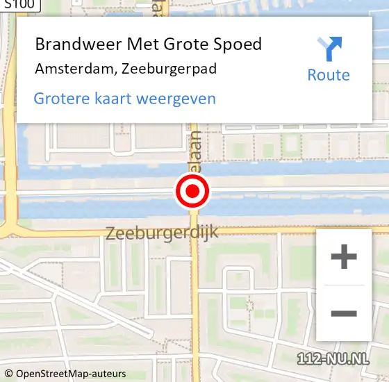 Locatie op kaart van de 112 melding: Brandweer Met Grote Spoed Naar Amsterdam, Zeeburgerpad op 9 juli 2020 10:03