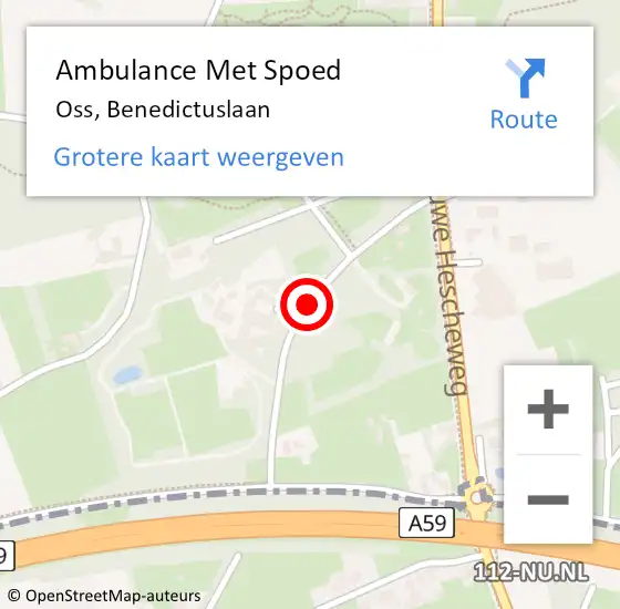 Locatie op kaart van de 112 melding: Ambulance Met Spoed Naar Oss, Benedictuslaan op 9 juli 2020 10:38