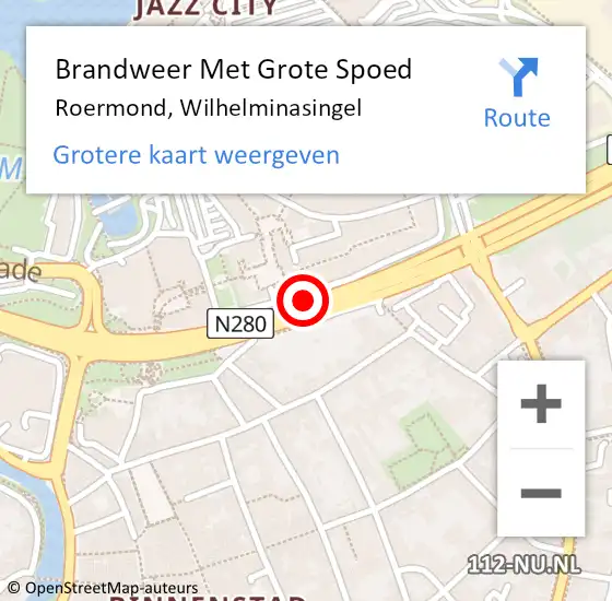 Locatie op kaart van de 112 melding: Brandweer Met Grote Spoed Naar Roermond, Wilhelminasingel op 9 juli 2020 10:56