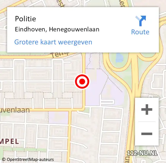 Locatie op kaart van de 112 melding: Politie Eindhoven, Henegouwenlaan op 9 juli 2020 11:14