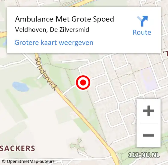 Locatie op kaart van de 112 melding: Ambulance Met Grote Spoed Naar Veldhoven, De Zilversmid op 9 juli 2020 11:25