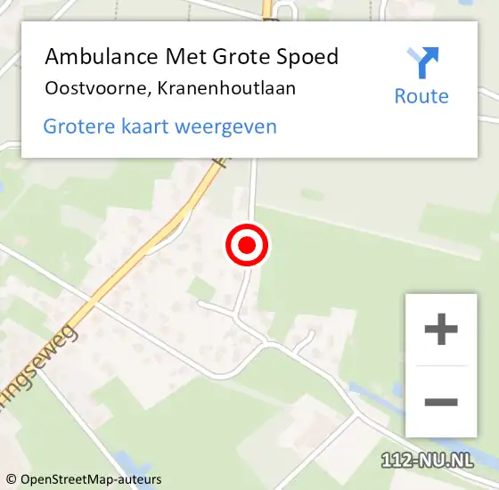 Locatie op kaart van de 112 melding: Ambulance Met Grote Spoed Naar Oostvoorne, Kranenhoutlaan op 9 juli 2020 11:53