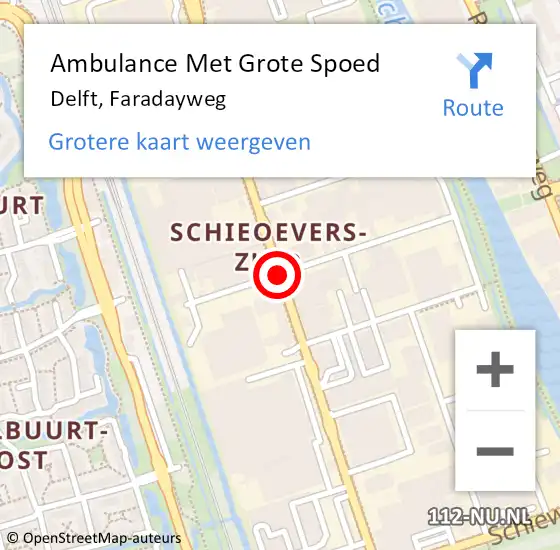 Locatie op kaart van de 112 melding: Ambulance Met Grote Spoed Naar Delft, Faradayweg op 9 juli 2020 11:53