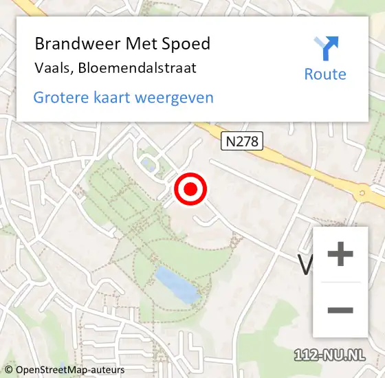 Locatie op kaart van de 112 melding: Brandweer Met Spoed Naar Vaals, Bloemendalstraat op 9 juli 2020 14:04