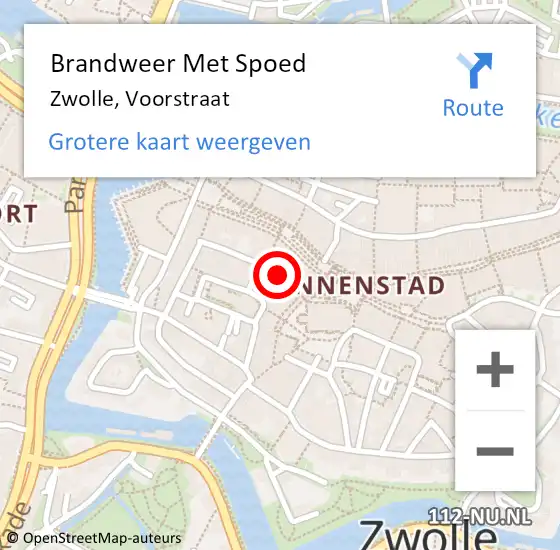 Locatie op kaart van de 112 melding: Brandweer Met Spoed Naar Zwolle, Voorstraat op 9 juli 2020 14:09