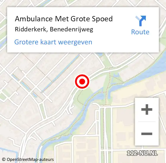 Locatie op kaart van de 112 melding: Ambulance Met Grote Spoed Naar Ridderkerk, Benedenrijweg op 9 juli 2020 14:34