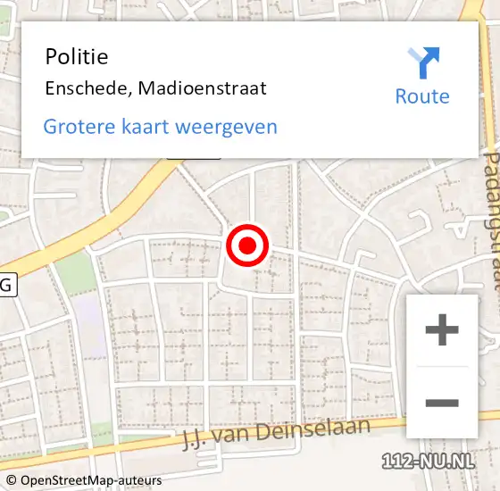 Locatie op kaart van de 112 melding: Politie Enschede, Madioenstraat op 9 juli 2020 14:39