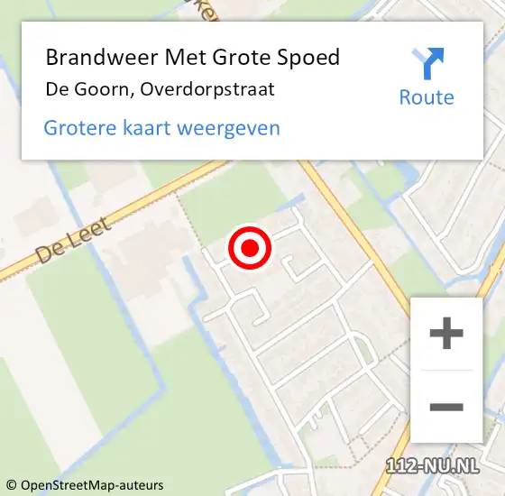 Locatie op kaart van de 112 melding: Brandweer Met Grote Spoed Naar De Goorn, Overdorpstraat op 9 juli 2020 14:42