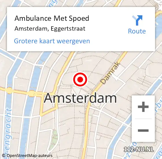 Locatie op kaart van de 112 melding: Ambulance Met Spoed Naar Amsterdam, Eggertstraat op 9 juli 2020 16:00