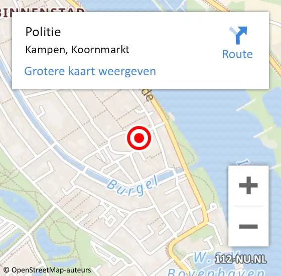 Locatie op kaart van de 112 melding: Politie Kampen, Koornmarkt op 9 juli 2020 16:05