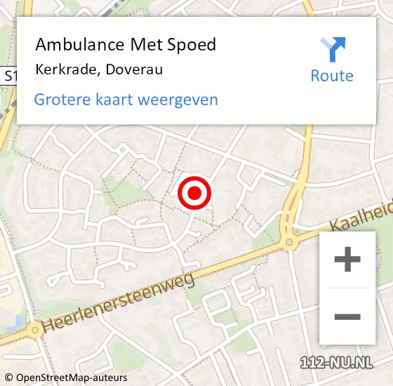 Locatie op kaart van de 112 melding: Ambulance Met Spoed Naar Kerkrade, Doverau op 12 mei 2014 09:12