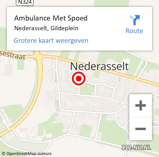 Locatie op kaart van de 112 melding: Ambulance Met Spoed Naar Nederasselt, Gildeplein op 9 juli 2020 16:38