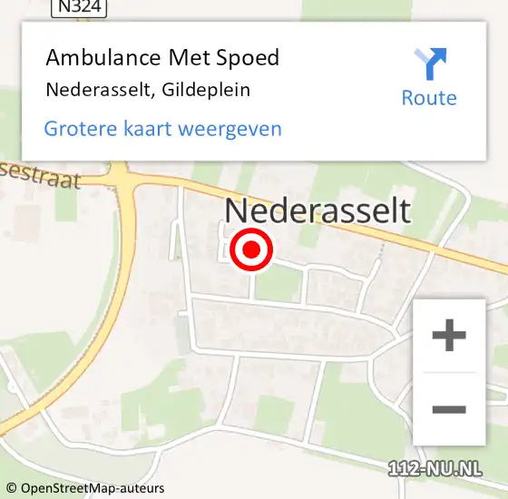 Locatie op kaart van de 112 melding: Ambulance Met Spoed Naar Nederasselt, Gildeplein op 9 juli 2020 16:39