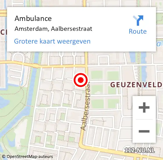 Locatie op kaart van de 112 melding: Ambulance Amsterdam, Aalbersestraat op 9 juli 2020 17:32