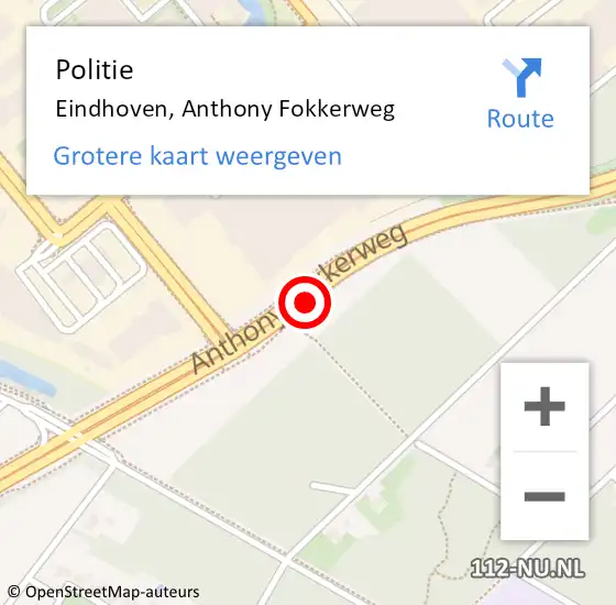 Locatie op kaart van de 112 melding: Politie Eindhoven, Anthony Fokkerweg op 9 juli 2020 17:45