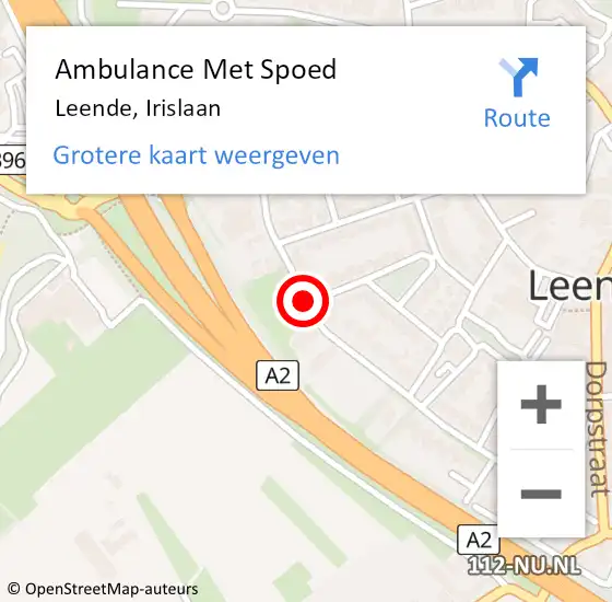 Locatie op kaart van de 112 melding: Ambulance Met Spoed Naar Leende, Irislaan op 9 juli 2020 17:58