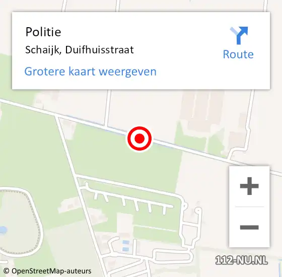 Locatie op kaart van de 112 melding: Politie Schaijk, Duifhuisstraat op 9 juli 2020 18:47