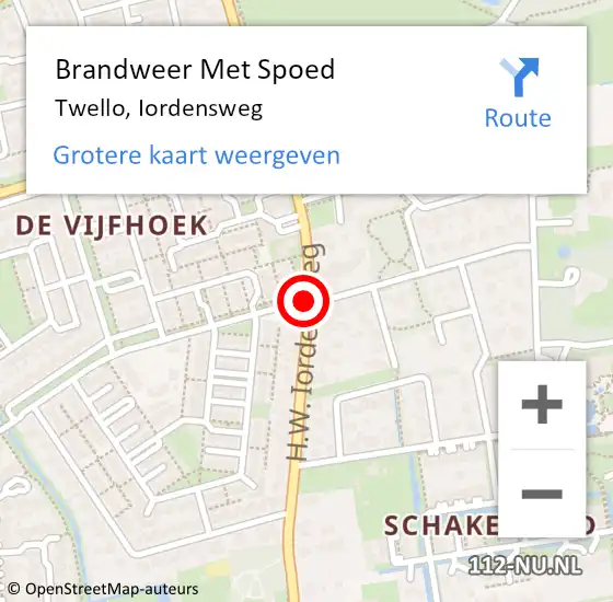 Locatie op kaart van de 112 melding: Brandweer Met Spoed Naar Twello, Iordensweg op 9 juli 2020 19:36