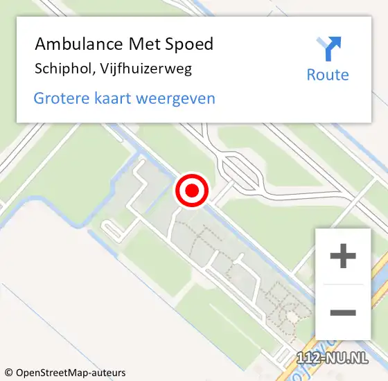 Locatie op kaart van de 112 melding: Ambulance Met Spoed Naar Schiphol, Vijfhuizerweg op 9 juli 2020 20:09