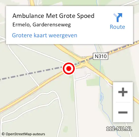 Locatie op kaart van de 112 melding: Ambulance Met Grote Spoed Naar Ermelo, Garderenseweg op 9 juli 2020 20:32