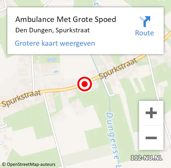Locatie op kaart van de 112 melding: Ambulance Met Grote Spoed Naar Den Dungen, Spurkstraat op 9 juli 2020 20:50