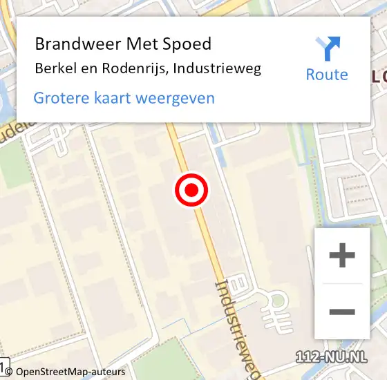 Locatie op kaart van de 112 melding: Brandweer Met Spoed Naar Berkel en Rodenrijs, Industrieweg op 9 juli 2020 21:01